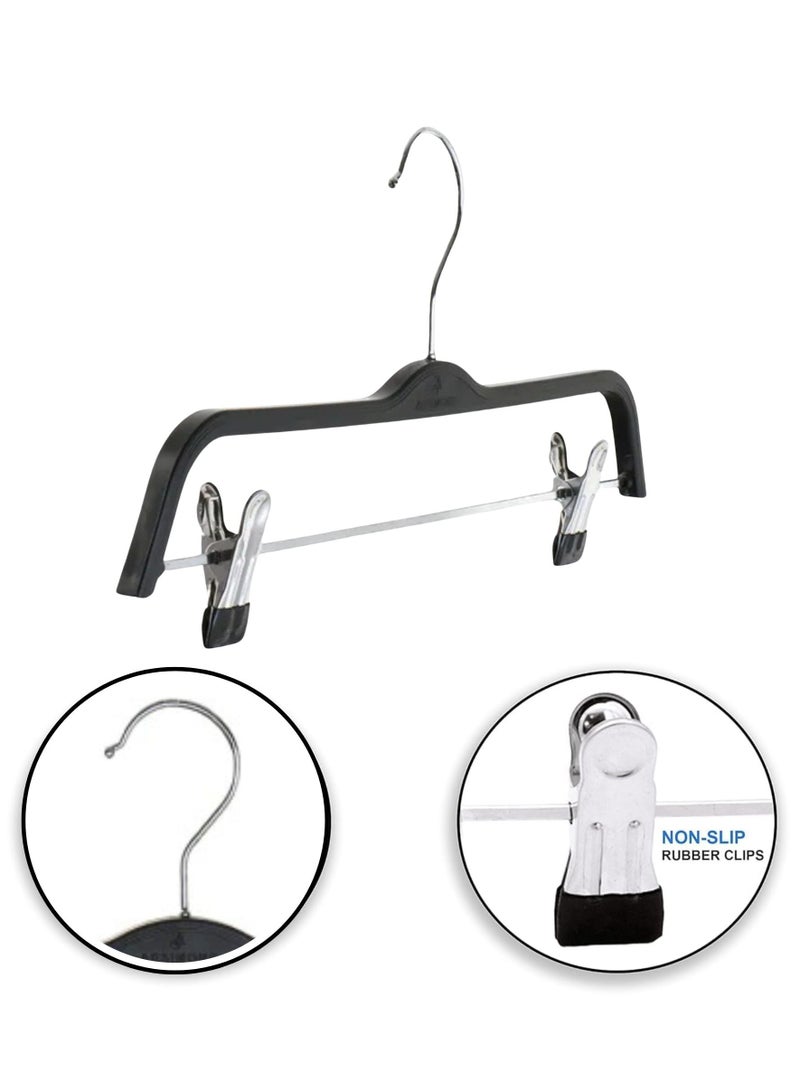 أورتوك 12 قطعة شماعات بلاستيكية سفلية، شماعات ملابس قابلة للتعديل مع شماعات شريطية مانعة للانزلاق، شماعات عرض ملابس موفرة للمساحة، خطاف 360 درجة قابل للفصل للتنورة والسراويل والجينز والسراويل والملابس الداخلية 37 سم - Image 4