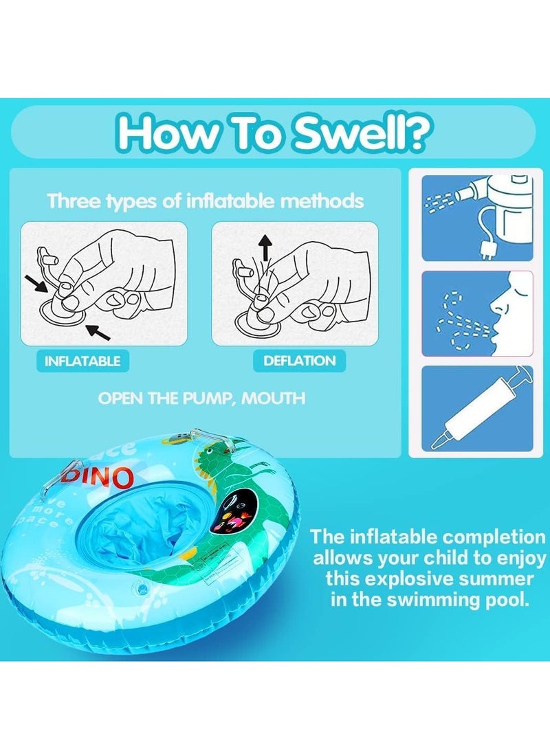 Baby Swimming Ring, Dinosaur Float Swimming Inflatable Ring Helps Baby Learn to Swim and Kick for Kids the Age Of 3-72 Months Blue
