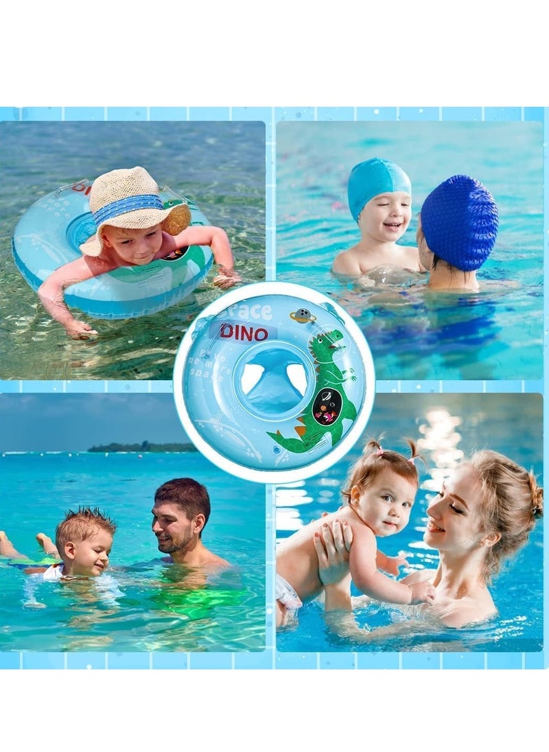 Baby Swimming Ring, Dinosaur Float Swimming Inflatable Ring Helps Baby Learn to Swim and Kick for Kids the Age Of 3-72 Months Blue