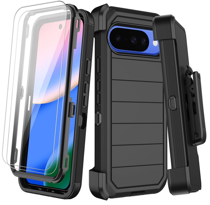 KECAI for Google Pixel 10 Case,Pixel 10 Pro Cases with Belt Clip Holster,2x Screen Protectors,Heavy Duty Shockproof Drop Protection Bumper Military Grade Rugged Full Body Non Slip Phone Cover with Kickstand - Image 1