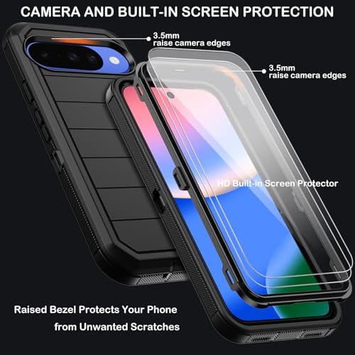 KECAI for Google Pixel 10 Case,Pixel 10 Pro Cases with Belt Clip Holster,2x Screen Protectors,Heavy Duty Shockproof Drop Protection Bumper Military Grade Rugged Full Body Non Slip Phone Cover with Kickstand - Image 2