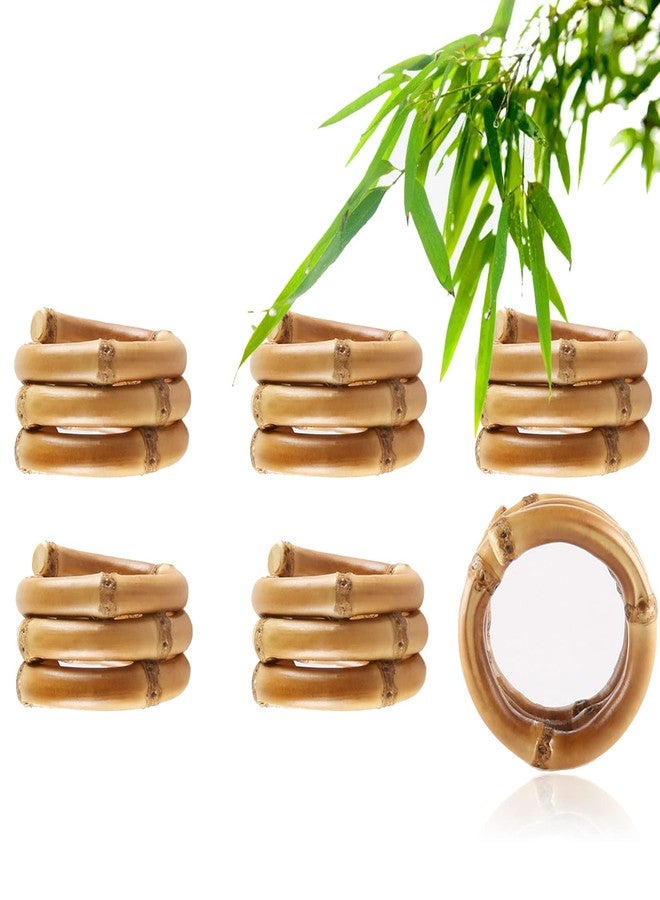 QIAOIDEA Natural Bamboo Napkin Rings Set of 6, Handmade Rattan Napkin Holder Rings for Fathers Day Summer Dinning Table Decoration for Wedding,Banquet,Feast,Christmas,Birthday Party décor - Image 1