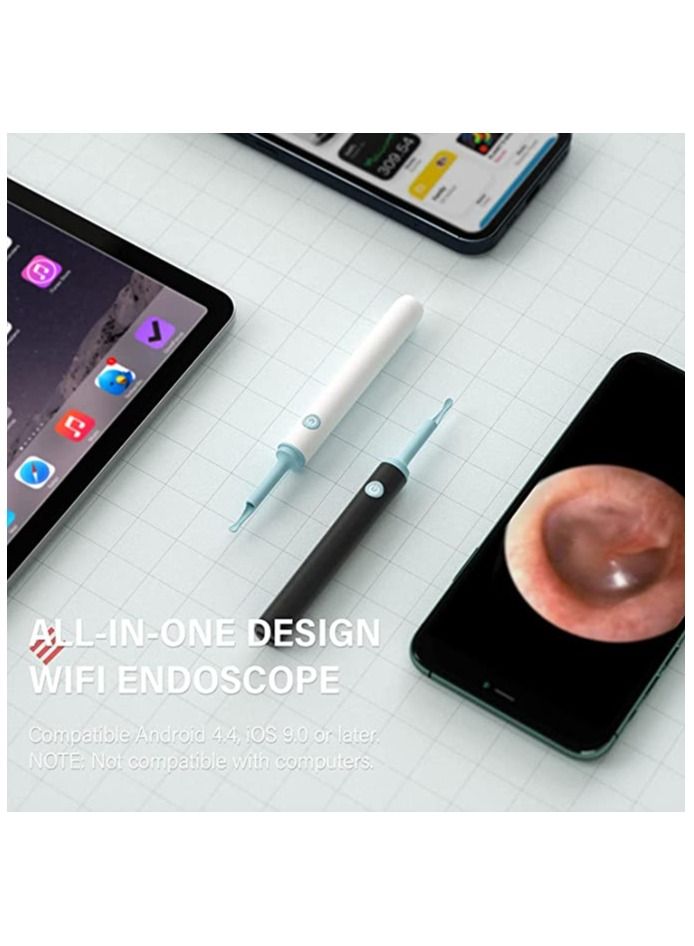 Ear Wax Removal, Ear Scope Earwax Cleaner Tool Kit, with 1080p Fhd Wireless Waterproof Ear Camera, for Iphone, Ipad and Android（white)