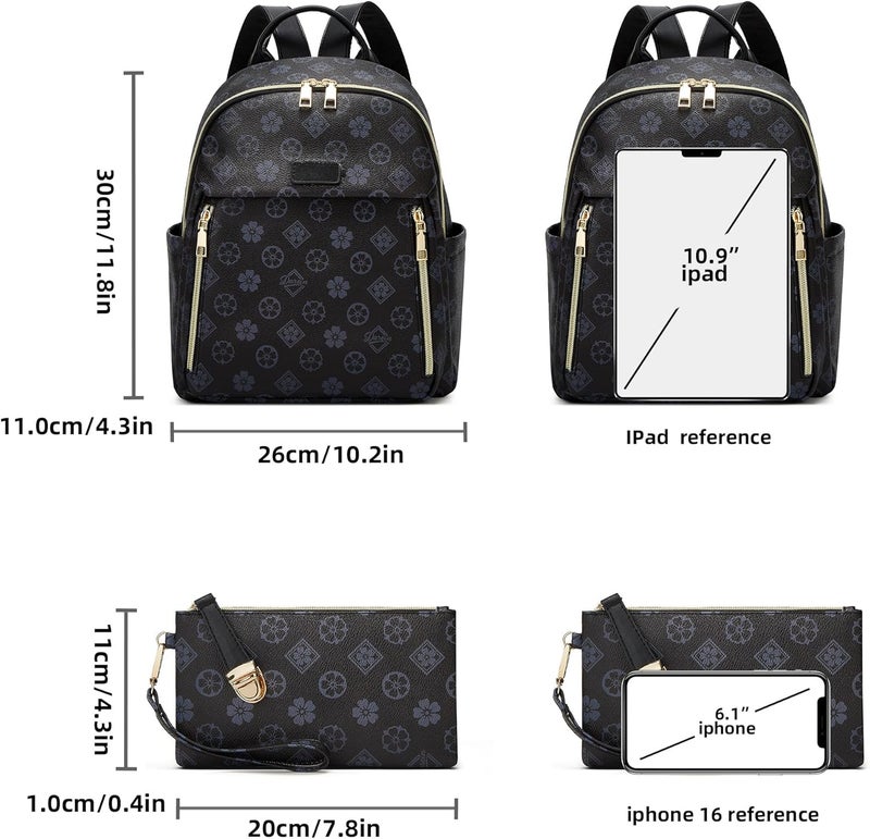 Makes Mini Backpack for Women, Stylish Daypack Purse Handbag Small Casual Daily Travel Bag, Lady Girls Gifts for Work School, 2pcs Sets - Image 5