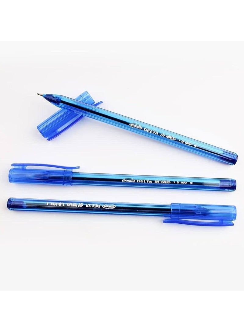 Generic Ballpoint pen, 1 mm needle tip, blue ink color. Box: 10 pens. 