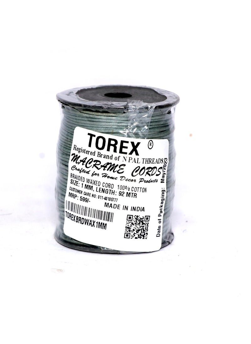 Torex TOREX� 92 Mt, 1mm Thick, Roll Braided Wax Cotton Cord for DIY Jewellery Making, Beading, Art and Craft Work and Handicrafts, (Pack of 1 pcs Light Grey)  - Image 2