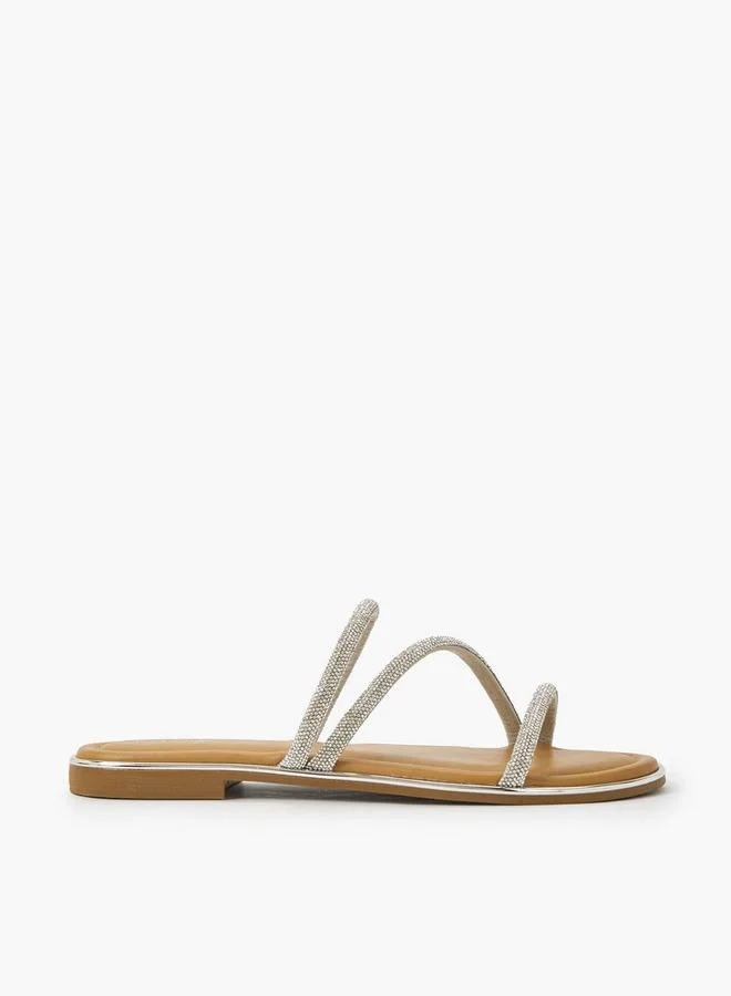 Celeste SILVER Women Stone Embellished Flat Sandals for Women | Best Price UAE