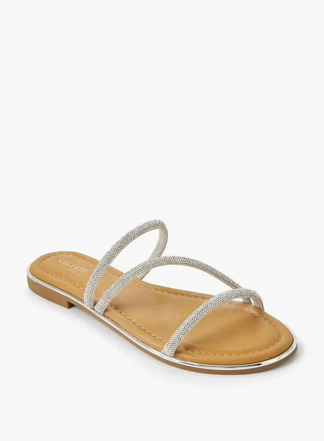 Celeste Women Stone Embellished Flat Sandals