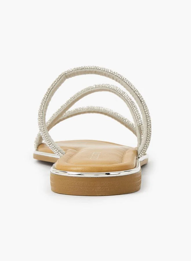 Celeste SILVER Women Stone Embellished Flat Sandals for Women | Best Price UAE