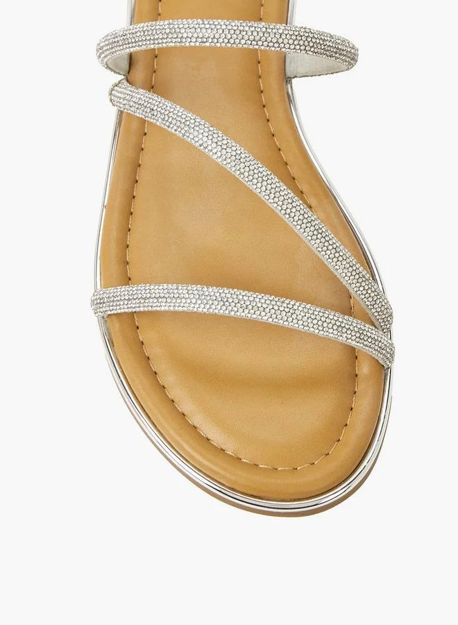 Celeste SILVER Women Stone Embellished Flat Sandals for Women | Best Price UAE
