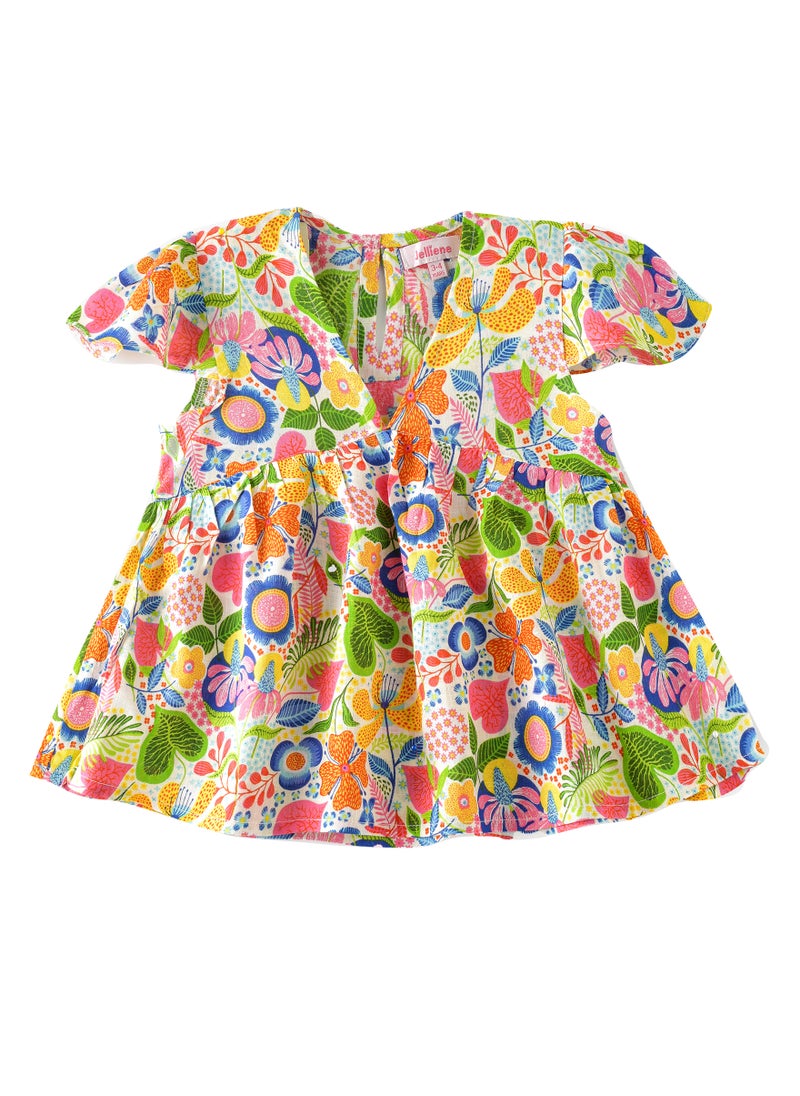 Jelliene Little Trendsetter: Girls' Breezy Viscose Blouse Chic Style & Springtime Confidence  - Image 1