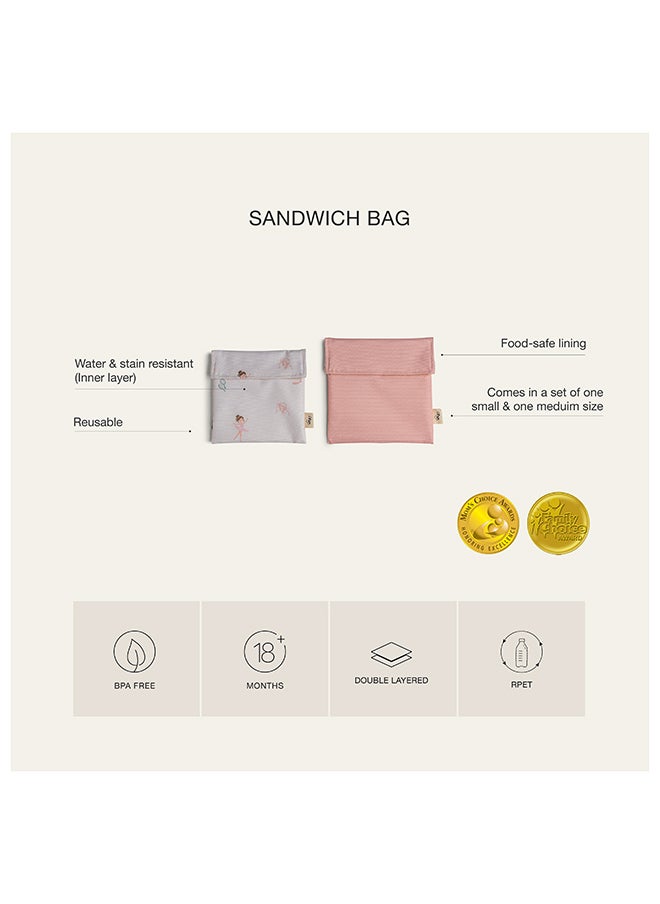 Reusable Sandwich Bag, Fun And Eco - Friendly Sandwich Storage Solution - Ballerina
