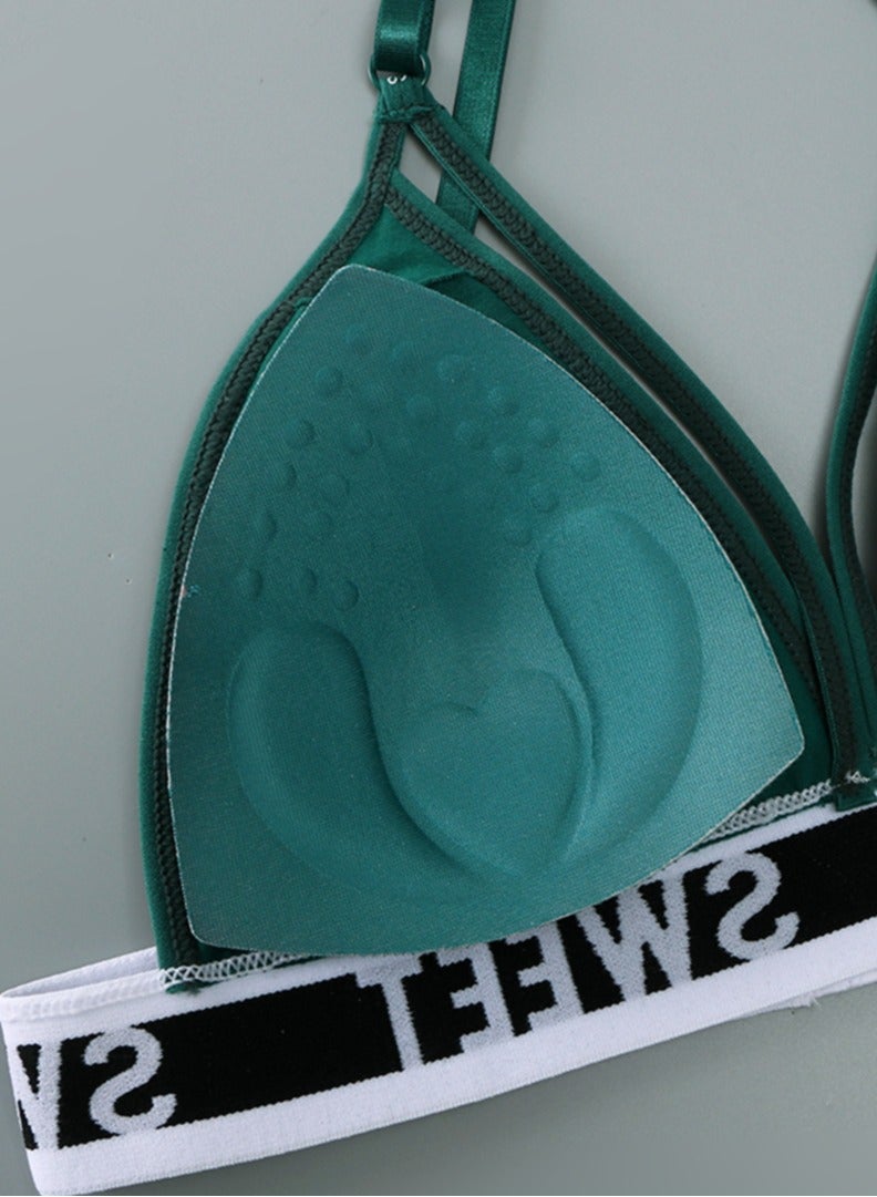 Green Bikini Set with Wide Bottom and Bra  - Image 2