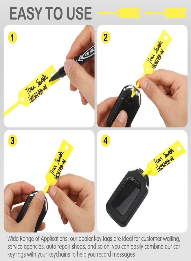 Woanger 2000 Pieces Self Locking Arrow Key Tags Car Key Labels Self Lock Identifiers Car Parts Tags with 5 Pcs Black Pens for Office Automotive Shop Supplies(Yellow,4 1/2 x 3/4 Inch) - Image 4