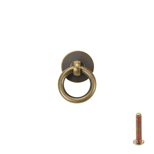 FarBoat 4 Sets Oriental Retro Style Drop Ring Pulls Vintage Brass Drawer Handles Antique Hardware for Furniture Woodboxes Cases Chests (1-Inch Drop Ring, Bronze) - Image 2