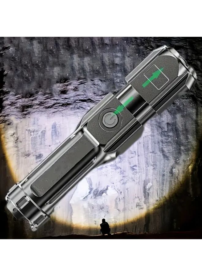 Super Bright USB Rechargeable Flashlight Telescopic Zoom 3 Modes For Camping Emergency - Image 5