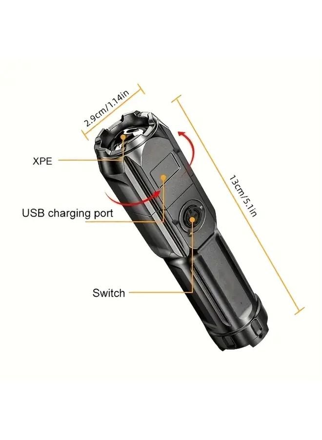 Super Bright USB Rechargeable Flashlight Telescopic Zoom 3 Modes For Camping Emergency - Image 4