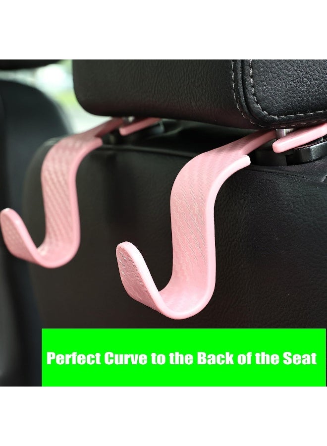 Amooca Car Seat Headrest Hook 4 Pack Hanger Universal Vehicle Car Storage Organizer for Handbag Purse Coat S Type Checkered Pink - Image 5