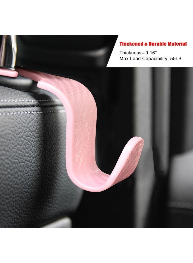 Amooca Car Seat Headrest Hook 4 Pack Hanger Universal Vehicle Car Storage Organizer for Handbag Purse Coat S Type Checkered Pink - Image 3