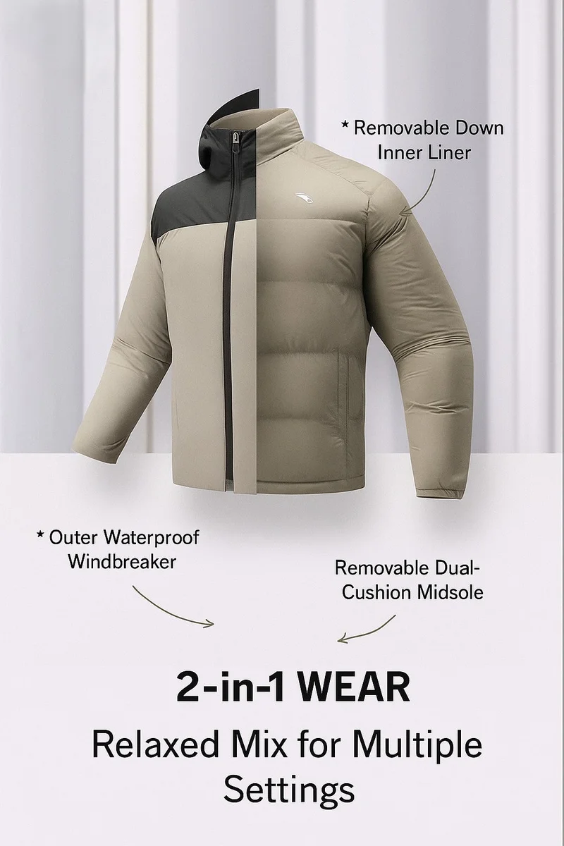Men’s Water-Repellent 2-in-1 Jacket – Lightweight Warm Inner Layer