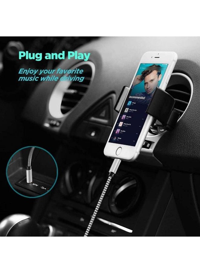 esbeecables Aux Cord for iPhone, Apple MFi Certified esbeecables Lightning to 3.5mm Nylon Braided Audio Stereo Cable for iPhone 14 13 12 11 XS XR X 8 7 iPad iPod to Car Home Stereo Speaker Headphone, 3.3FT Silver - Image 5