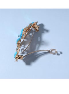 Yheakne Rhinestone Bridal Hair Clip Barrette Blue Crystal Wedding Headpieces Barrette Shining Headwear Crystal Hair Barrette Bridal Hair Accessories for Women and Girls (Light blue)  - Image 4
