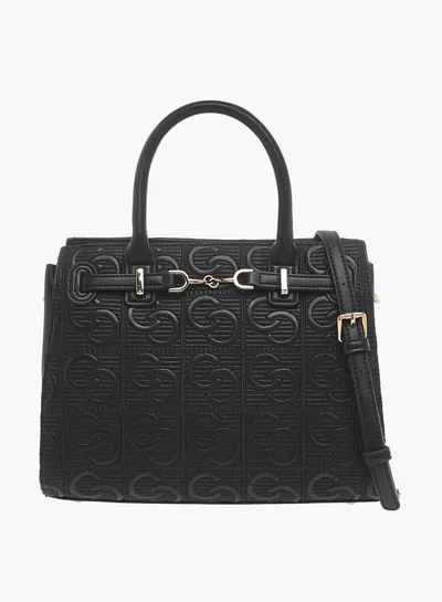 Celeste Womens Monogram Embossed Tote Bag With Handles And Zip Closure