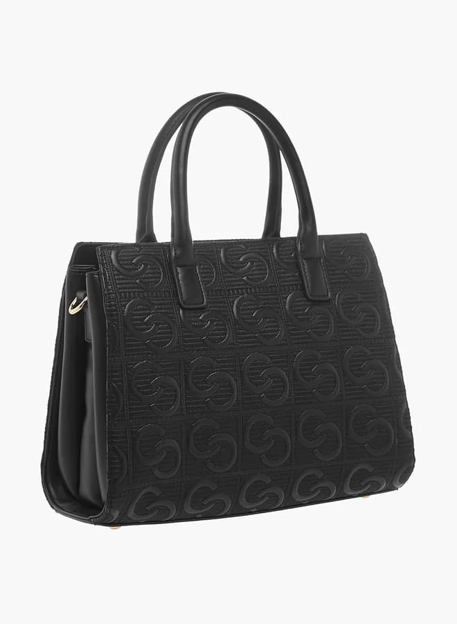 سيليست Womens Monogram Embossed Tote Bag With Handles And Zip Closure