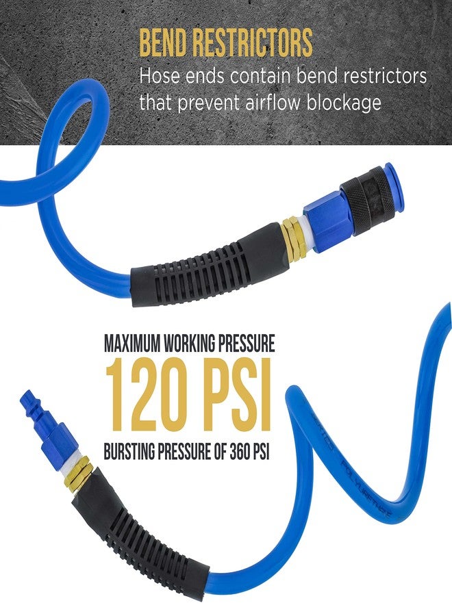 Master Airbrush Master Elite Series 1/4" x 25' Polyurethane Recoil Air Hose with Bend Restrictors and 1/4" NPT Male Fitting Ends - Universal Aluminum Quick Coupler, I/M Industrial Plug - Attach Compressors, Air Tools - Image 3
