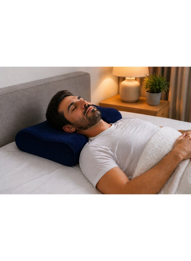 إيزي لايف EASYLIFE مخدة ميموري فوم طبية للنوم بتصميم مريح لدعم الرأس والرقبة والعمود الفقري مع غطاء خارجي ناعم قابل للغسل - كحلي - Image 4