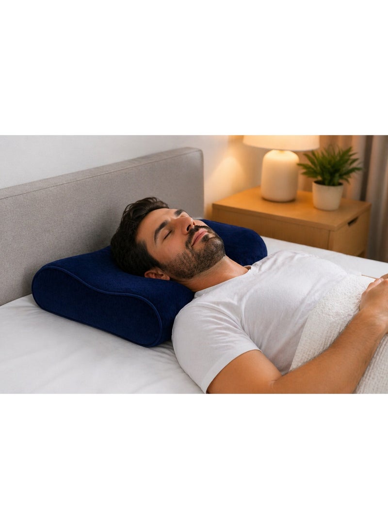 إيزي لايف EASYLIFE مخدة ميموري فوم طبية للنوم بتصميم مريح لدعم الرأس والرقبة والعمود الفقري مع غطاء خارجي ناعم قابل للغسل - كحلي - Image 2