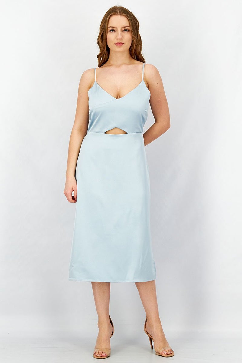 Sam Edelman Women Plain Sleeveless Midi Dress, Powder Blue - Image 1