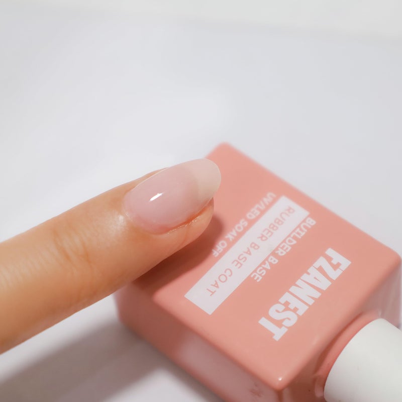 FZANEST Natural Nude Pink Gel Polish Rubber Base Builder Gel, Elastic Base Coat, Quick Extension - Image 5
