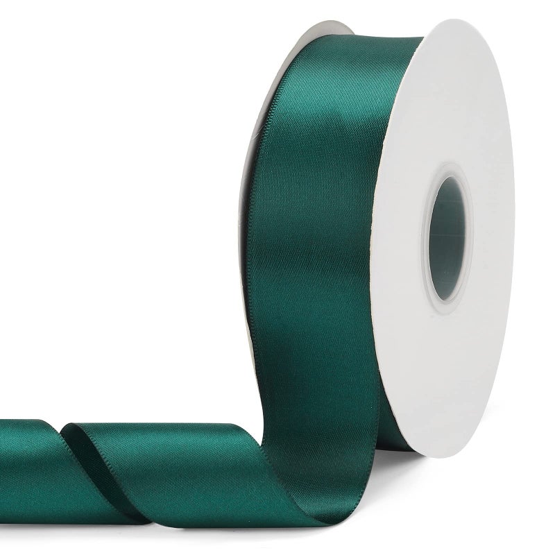 Ewaymado Solid Color Dark Green Double Faced Satin Ribbon 112 X 50 Yards Fabric Ribbons Perfect for Wedding and Party DecorationGift Wrapping Sewing Crafts
