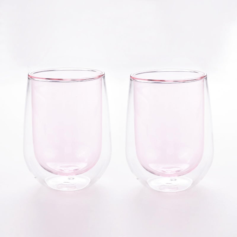 The Better Home Zest Series Coloured Double Wall Glass Cup (2Pcs - 190ml) | Drinking Glass | Water Glass Cup Set | Glass Tea Cups | Tea Glass | Glass For Water | Drinking Glass (Pink) - Image 4