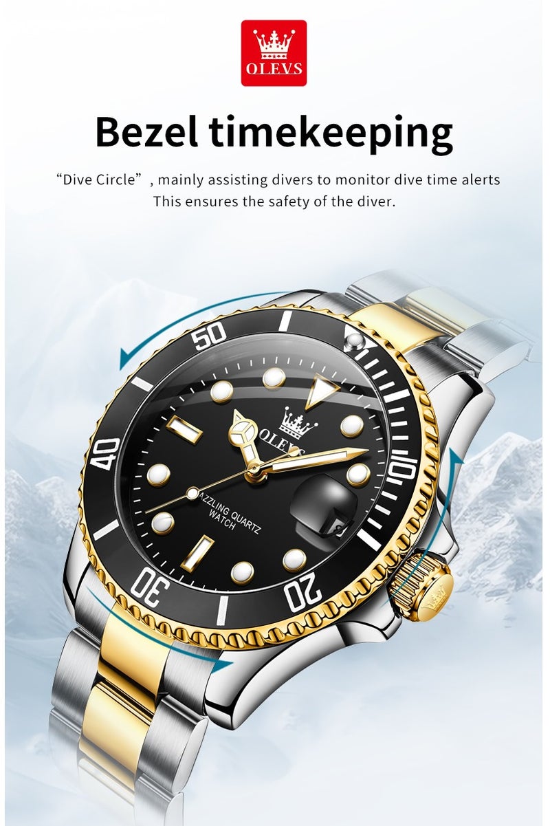 أوليفز ساعة OLEVS للرجال، أنالوج، كوارتز، ستانلس ستيل، تقويم عصري، مقاومة للماء، مضيئة، رقم 5885 - Image 3
