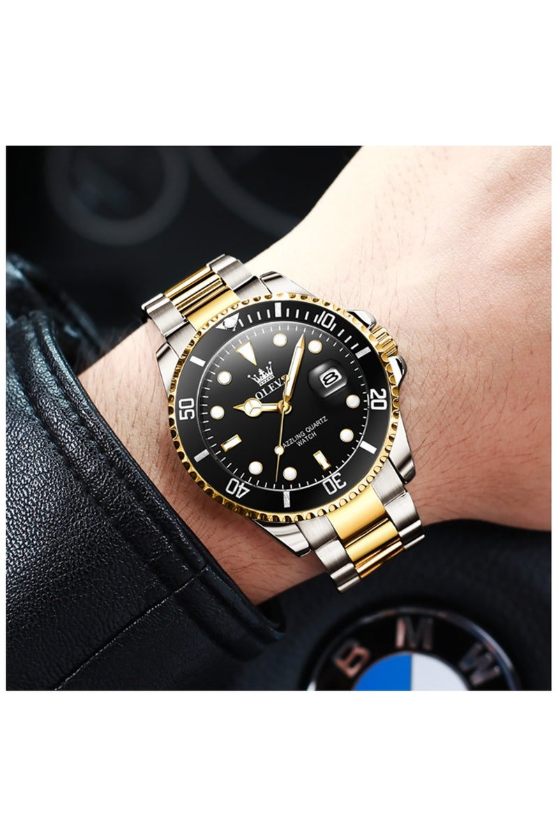 أوليفز ساعة OLEVS للرجال، أنالوج، كوارتز، ستانلس ستيل، تقويم عصري، مقاومة للماء، مضيئة، رقم 5885 - Image 2