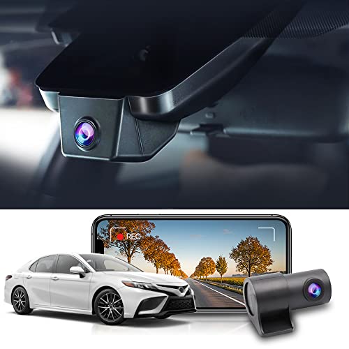 FITCAMX كاميرا داش فيت كام إكس الأمامية 4K + الخلفية 1080P لسيارة تويوتا كامري LE L XLE TRD XSE SE هايبرد (الجيل 8/XV70) 2021-2024، تصميم OEM، واي فاي مدمج وتطبيق، تسجيل مزدوج، حساس جاذبية، سهل الإعداد، بطاقة 128GB - Image 1