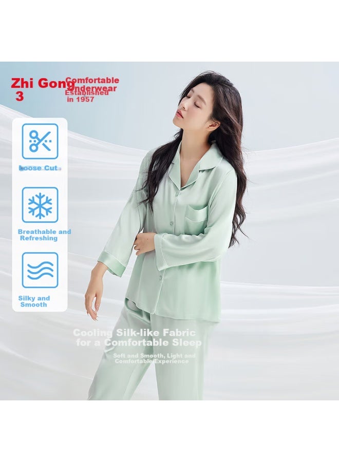 Hongdou Women's Ice Silk Smooth And Breathable Loose Long Sleeve Cardigan H E Wear【new In Spring/summer 25】 - Image 2