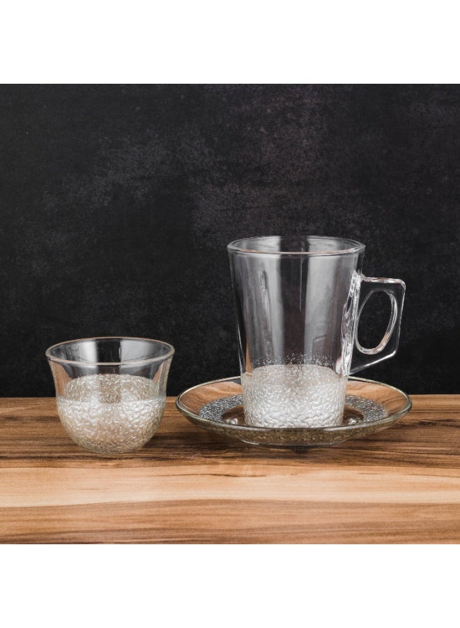 Dania ❄️🤍 Premium White Frosted Glass Tea u0026 Coffee Set – 18 Pieces – 145 ml 🤍❄️ - Image 1