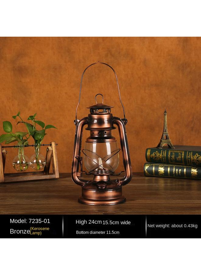 Bluejw European Antique Old-fashioned Oil Lamp Bronze Handle Kerosene Lamp Old Horse Lantern Iron Shooting Props Wholesale - Image 1