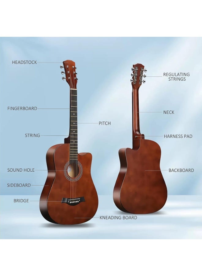 Bukela 38inch Wood Acoustic Guitar for Adults, 6 Steel-String Acoustic Guitar With Guitar Bag, Elementary Tutorial of Folk Guitar for Beginners. - Image 3