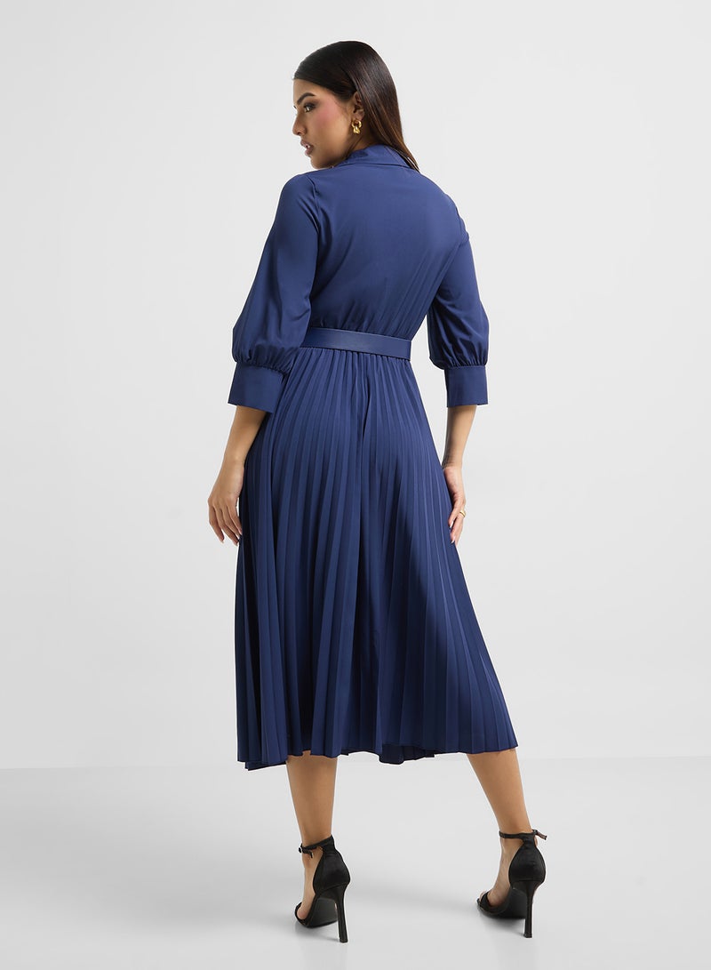 ELLA Pleated Belted Dress - Image 2