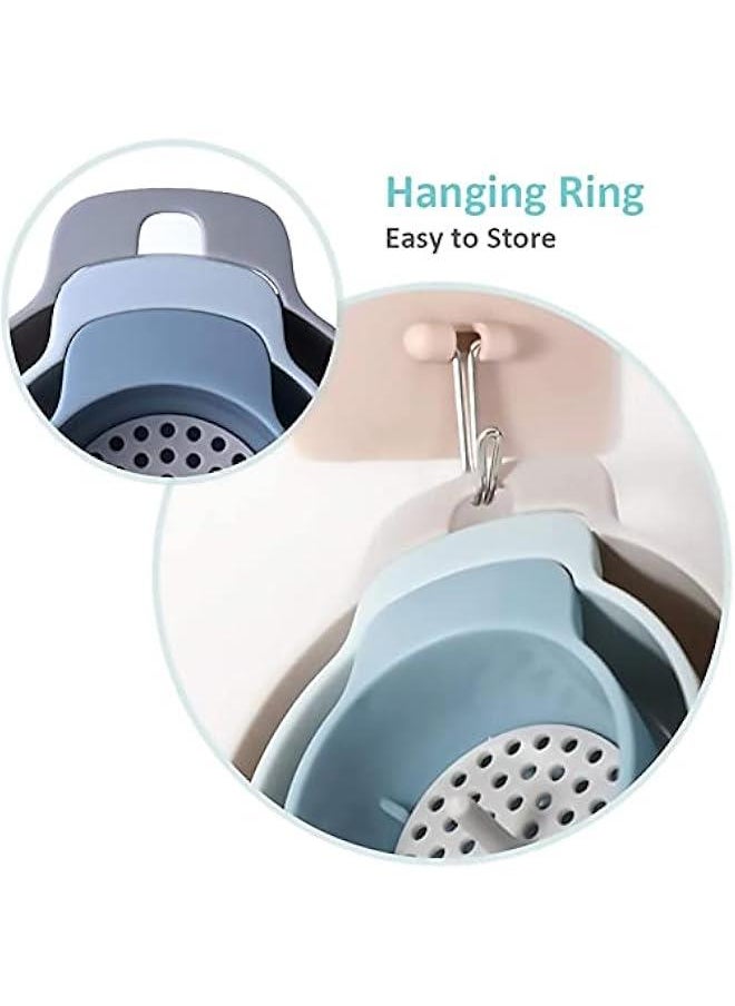 Generic - Kitchen Funnel Set - 3 Pack Nested Funnels with Handle Food Grade Plastic Funnels with Removable Filter and 2 Folding Silicone Funnels and 1 Funnel Brush Used to Transfer Liquid and Powder - Image 1