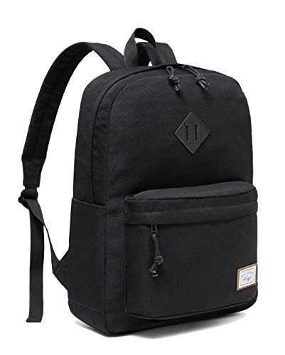 Kasqo Lightweight School Backpack, 17.3L Water-Resistant Casual College Bookbag for Men Women Teen Girls Boys, Black - Image 1