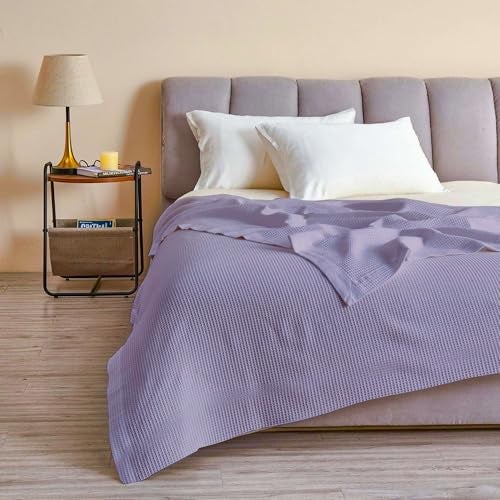 Bhoomi Impex Super Soft & Breathable 100% Microfiber Waffle Blanket – Throw Blanket and Quilt for Bed & Sofa Single(60x90) Size - Pastel Purple - Image 2