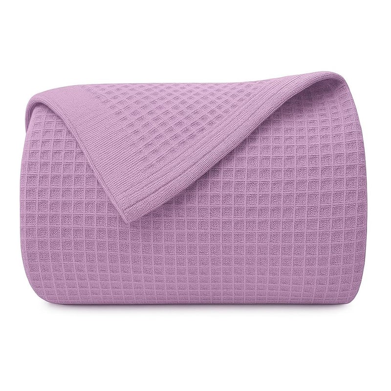 Bhoomi Impex Super Soft & Breathable 100% Microfiber Waffle Blanket – Throw Blanket and Quilt for Bed & Sofa Single(60x90) Size - Pastel Purple - Image 5