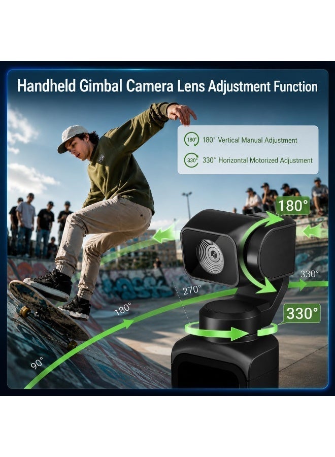Lecran 75MP Vlogging Camera, Handheld Gimbal-Style Camera with 330° Rotating Lens, WiFi, 1.72" Touch Screen, Face Tracking, 64GB TF Card Included, Supports Tripod Mount, Portable Camera for Content Creation and Daily Recording - Image 5