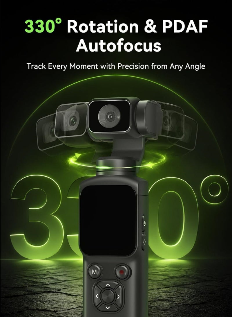 Lecran 75MP Vlogging Camera, Handheld Gimbal-Style Camera with 330° Rotating Lens, WiFi, 1.72" Touch Screen, Face Tracking, 64GB TF Card Included, Supports Tripod Mount, Portable Camera for Content Creation and Daily Recording - Image 5