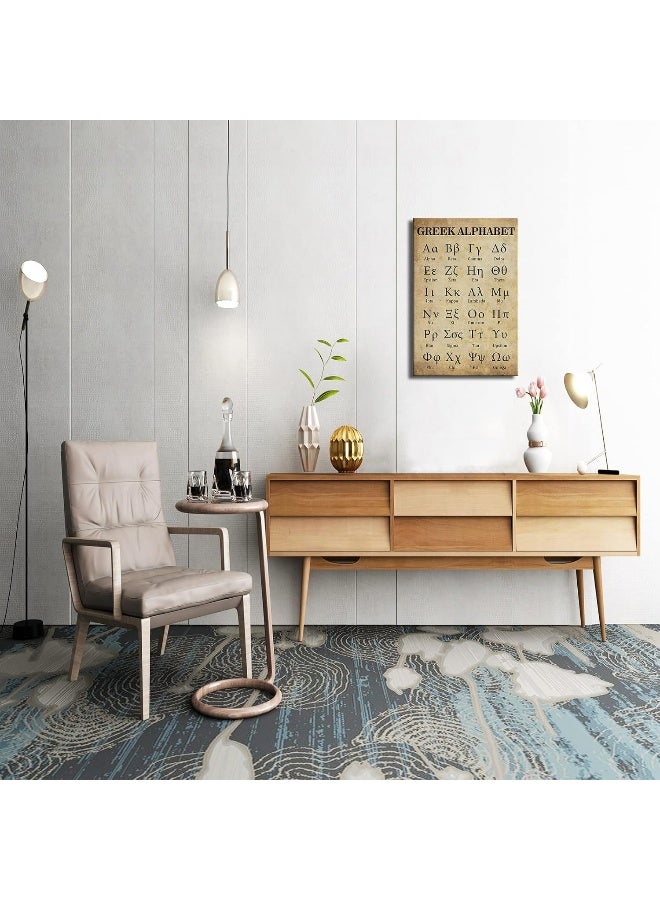 Busmko Greek Alphabet Wall Art Canvas Prints Retro Posters for Classroom Learning Painting Modern Ancient Letters Decor for Bedroom Framed Size 16x24 inch(40x60cm) - Image 3